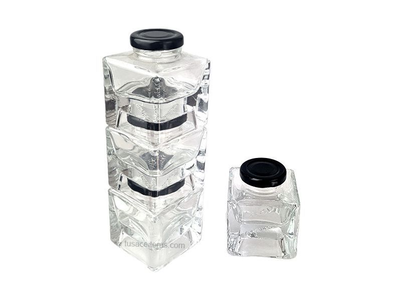 Imagen de Juego de 6 Botes Cuadrados con Tapa 100 ml