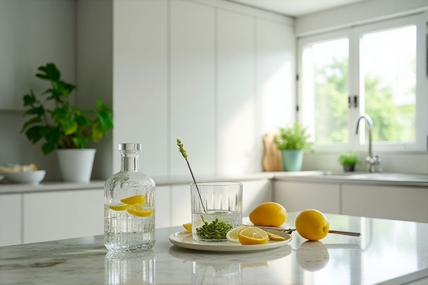 Imagen de recipientes de cristal en una cocina